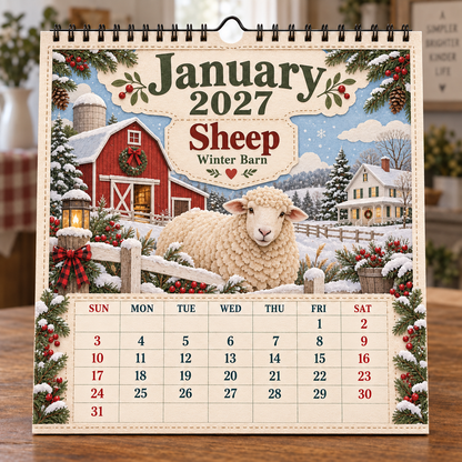 🐄 2027 Farm Animals & Country Life Wall Calendar