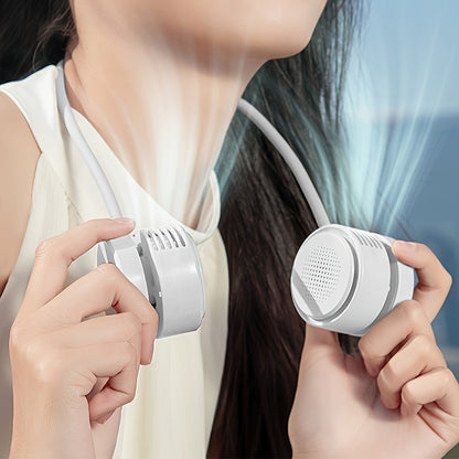 Foldable Portable Neck Fan – 3-Speed Bladeless Hands-Free Wearable Fan, USB Rechargeable, Silent Operation for Office, Outdoor, Travel & Sports