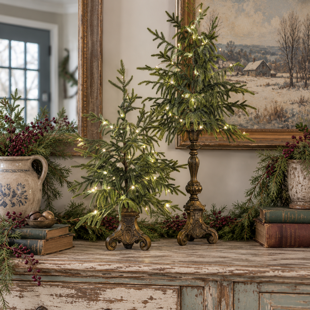 Vintage Lighted Norfolk Pine Trees