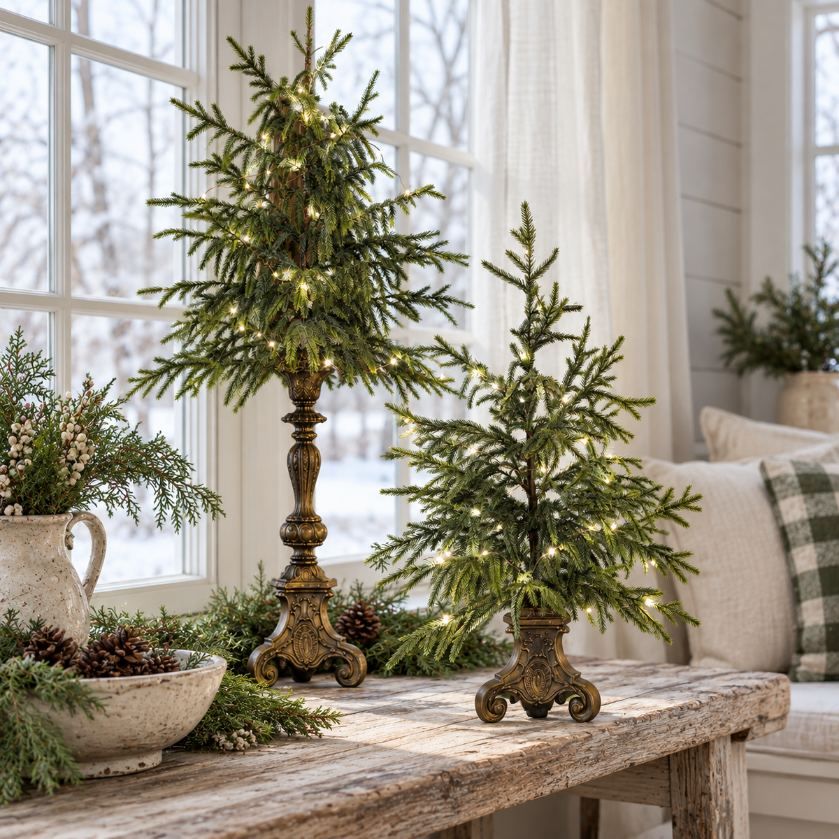 Vintage Lighted Norfolk Pine Trees