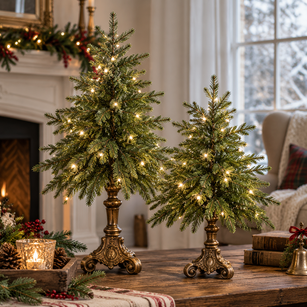 Vintage Lighted Norfolk Pine Trees