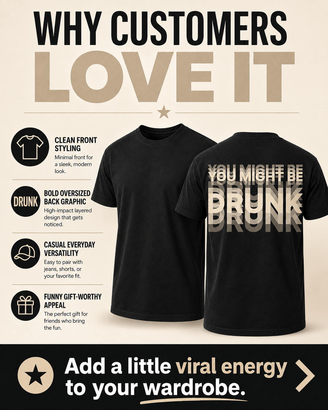 You Might Be Drunk - Black Graphic T-Shirt