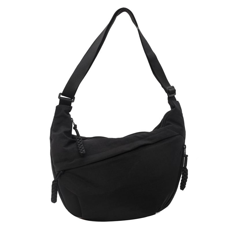 Women's Fashion Plain Color Nylon Crossbody Hobo Bag