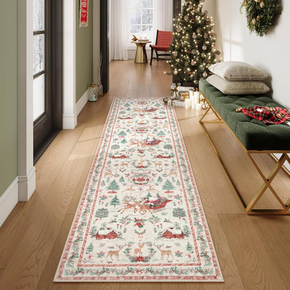 Soft Christmas Tree Santa Claus Carpet Runner