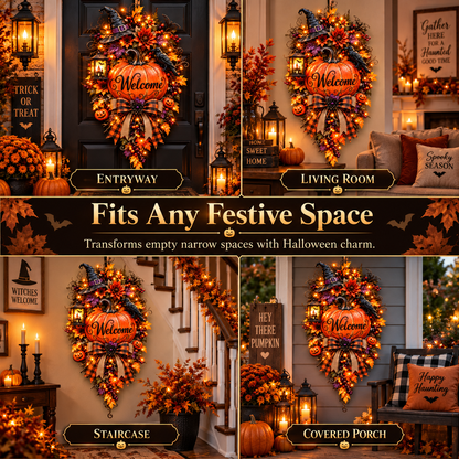🎃 Lighted Halloween Pumpkin Welcome Door Swag™