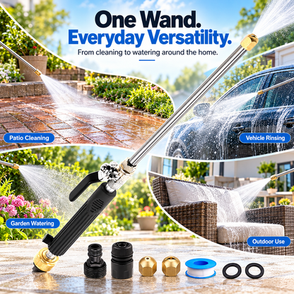 💧 High-Pressure Long-Reach Garden Hose Spray Wand with Jet & Fan Tips 🌿