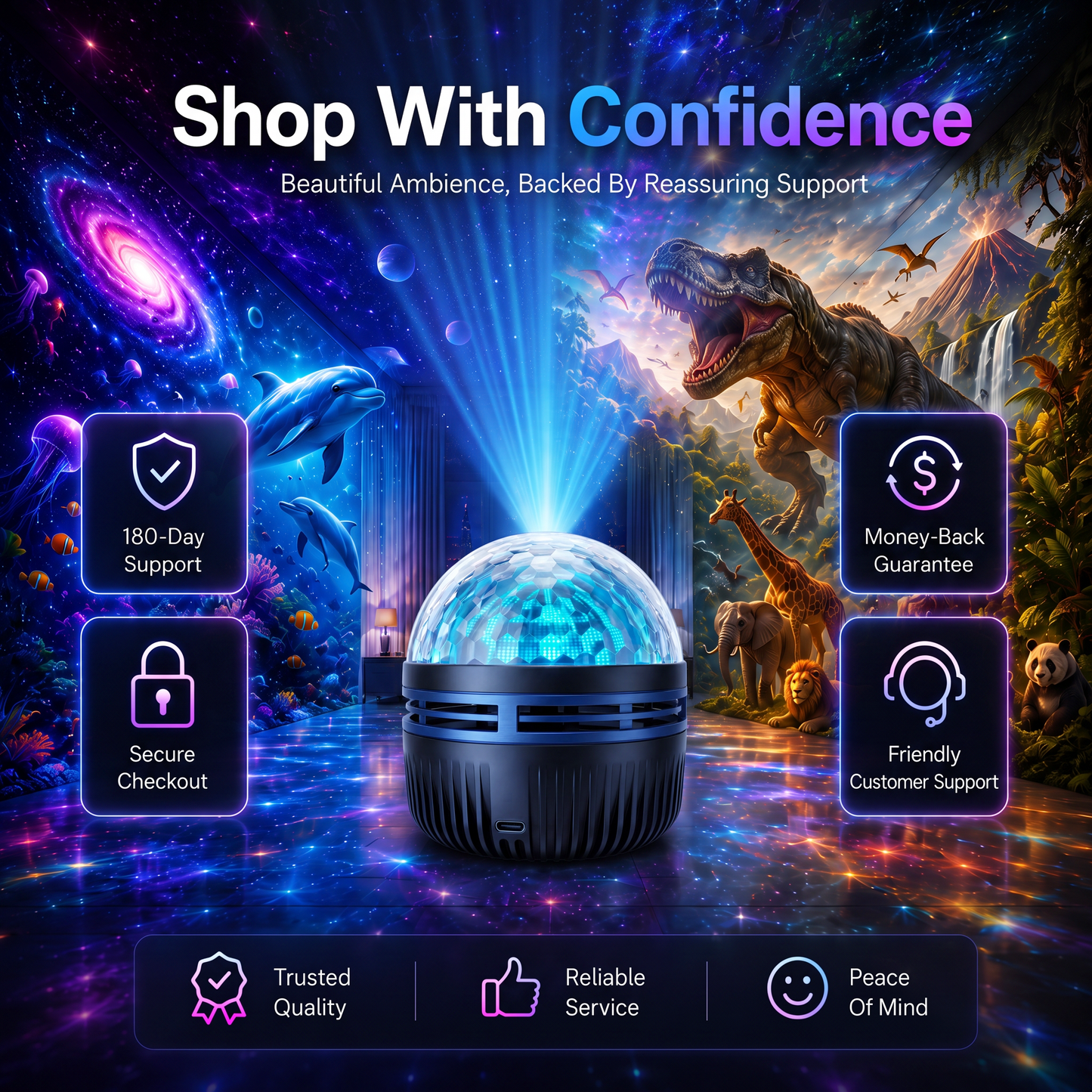 🦖🎁360° Smart Holographic Starry Sky Projector (HD Smart Dynamic 5D)