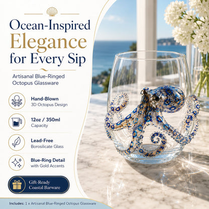 🌊Artisanal Blue Ringed Octopus Glassware