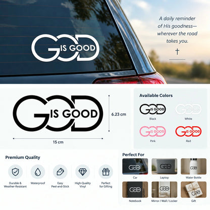 🙏 'God Is Good' Christian Car Decal Sticker | Premium Religious Décor