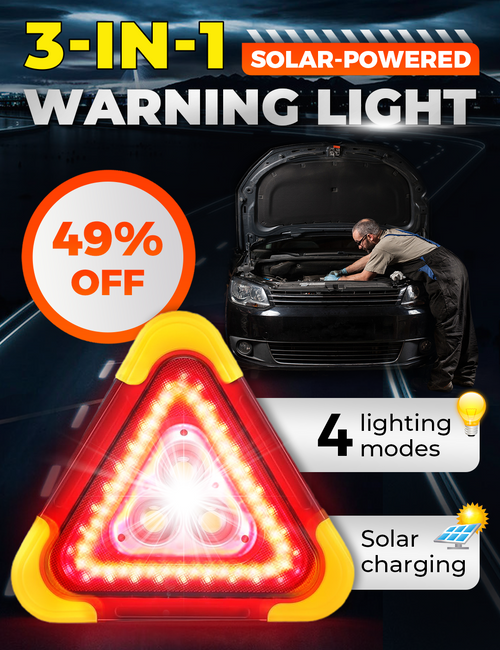 🔥3-IN-1 Solar Emergency Triangle Warning Light at the Roadside