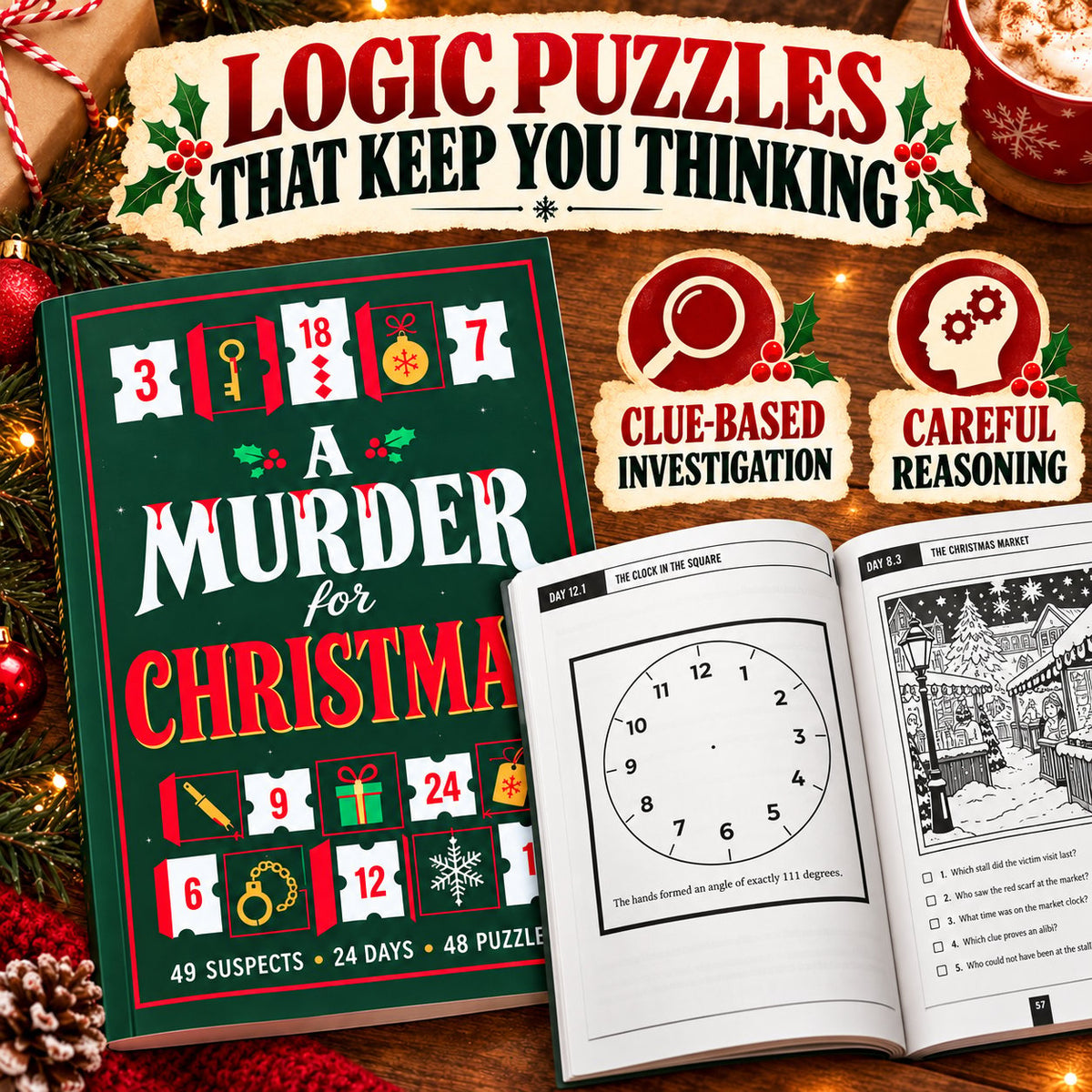 🎄🔍 Christmas Murder Mystery Book — 24 Days to Solve the Crime!