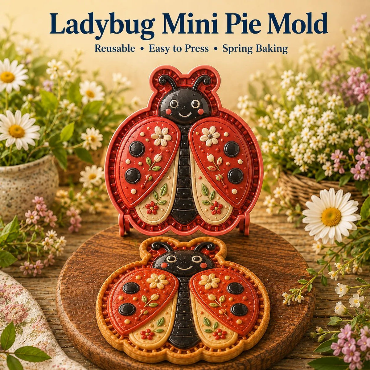 🎉⏳ Last Day 49% OFF – 🌸 8-Design Spring Garden Mini Pie Mold Collection | Reusable Embossed Molds for Shaping Detailed Bee, Butterfly, Ladybug, Sunflower, Cottage & More 🥧✨