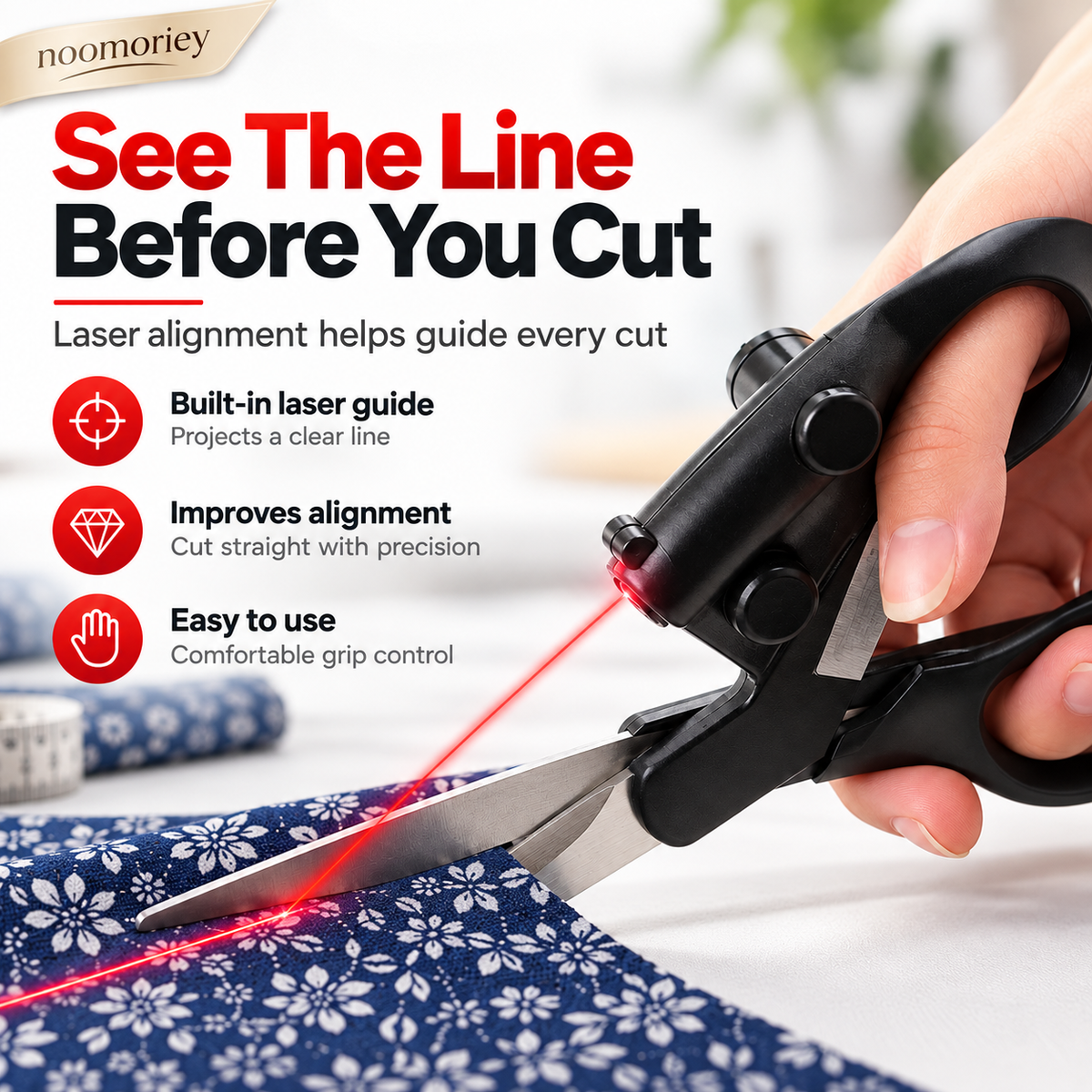 Laser Guided Sewing Scissors – Multi-Purpose Scissors with Infrared Cutting Guide
