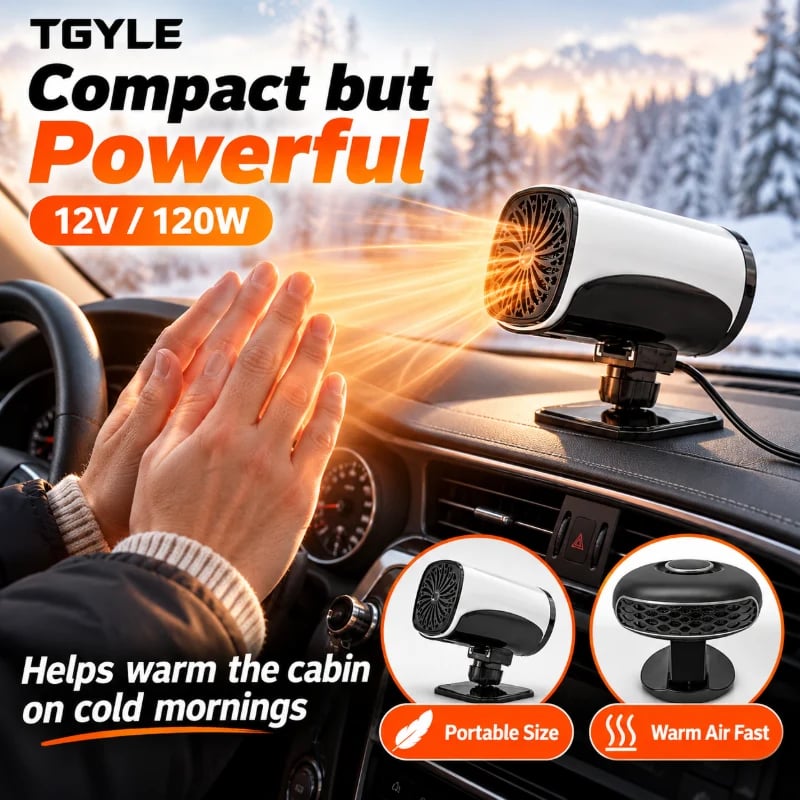 🌟✨ Portable Car Heater Defroster with 360-Degree Rotating Base