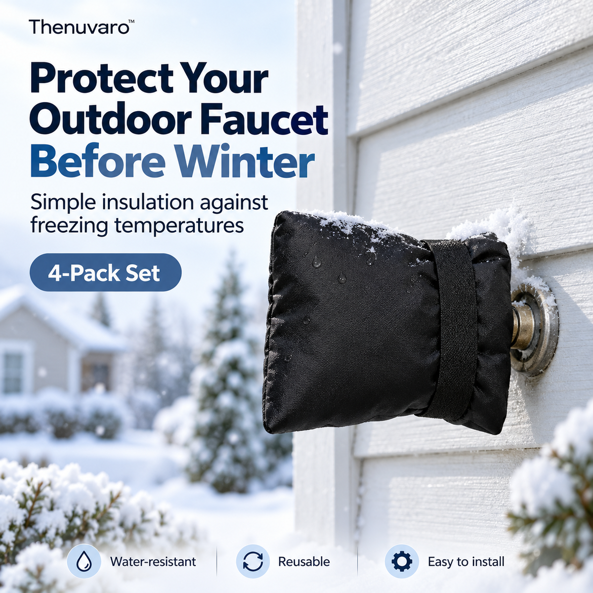 ❄️ Winter Faucet Covers 4-Pack — Protect Outdoor Faucets From Freezing & Costly Repairs