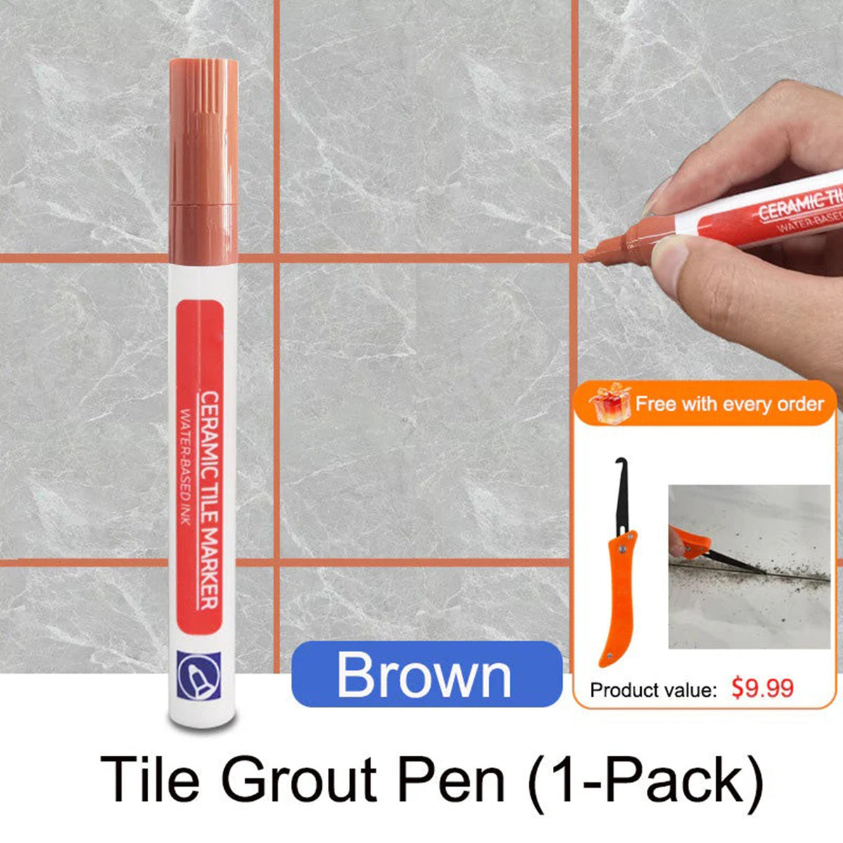 Anti-Mold Waterproof Tile Grout Repair Pen – Quick-Dry Grout Color Restorer