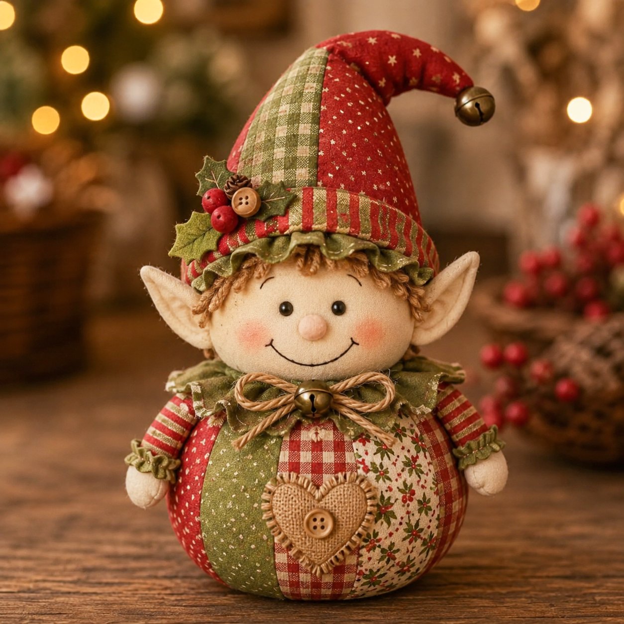 🎄 DIY Patchwork Fabric Doll Kit – Create Your Own Handmade Christmas Character