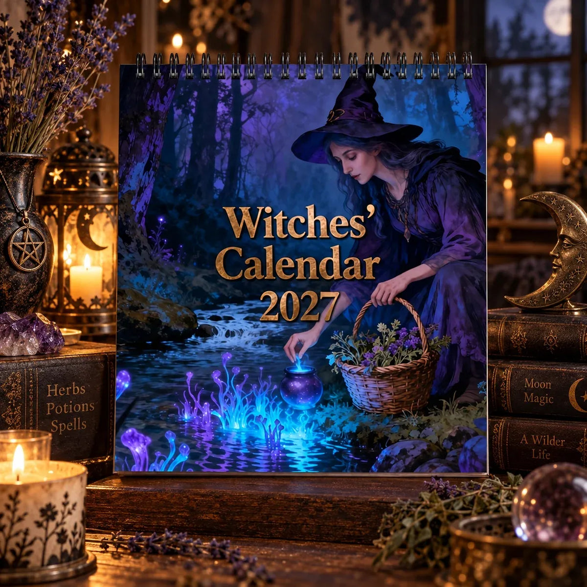 Witches’ Calendar 2027 Wall Calendar – 12-Month Mystical Witch Calendar, Enchanted Forest Hanging Wall Planner for Wicca, Witchcraft & Magic Lovers