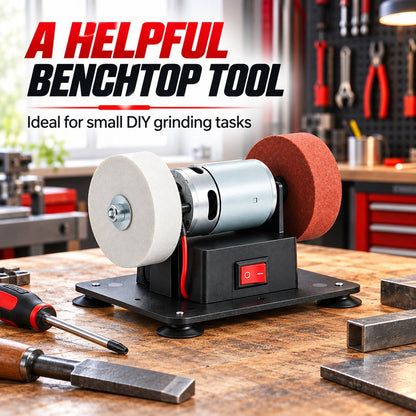 ⚙️ Compact 100W Bench Grinder with Adjustable Speed and Twin Wheels for Sharpening, Smoothing Edges and DIY Workshop Projects