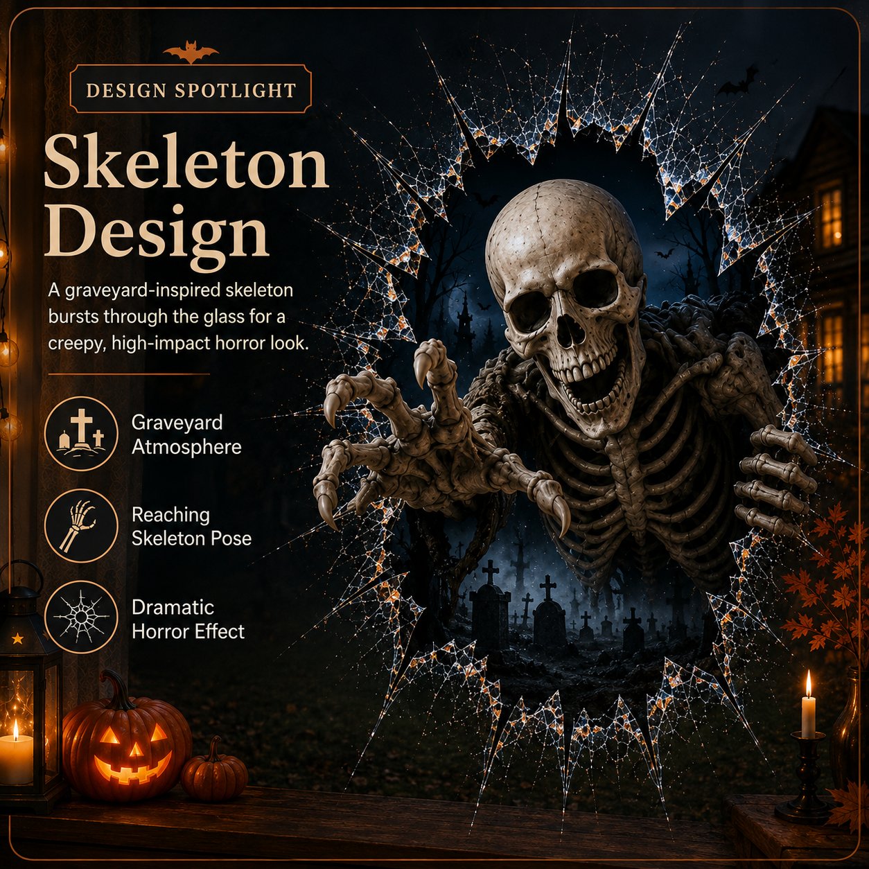 🎃 2026 Halloween Window Decals – 3D Crack Glass Spooky Decorations for a Haunted Halloween Scene