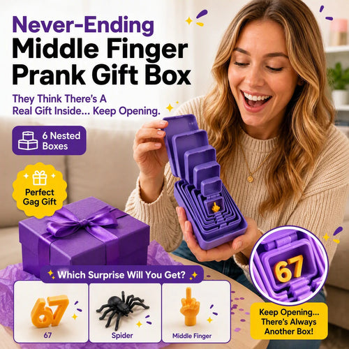 💯🎁 6-Layer Nesting Prank Gift Box | Pick Your Surprise: Middle Finger, Spider or Number 67
