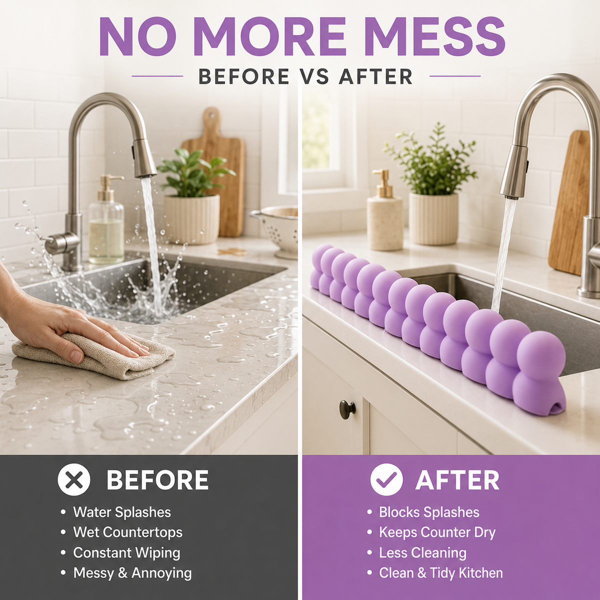 💦 Silicone Sink Splash Guard – Keep Counters Dry & Splash-Free