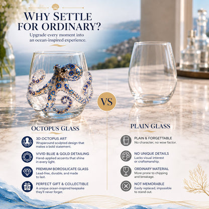 🌊Artisanal Blue Ringed Octopus Glassware