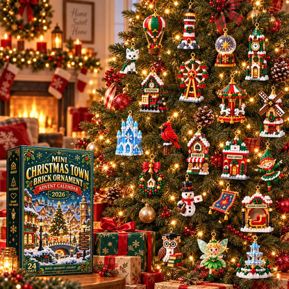 ⏳ Last day to save 49% – 🎄 Mini Christmas Town Brick Ornament Advent Calendar | 24 unique festive buildable town‑themed designs with hanging loops—perfect for decorating Christmas trees, wreaths, and holiday displays 🧱