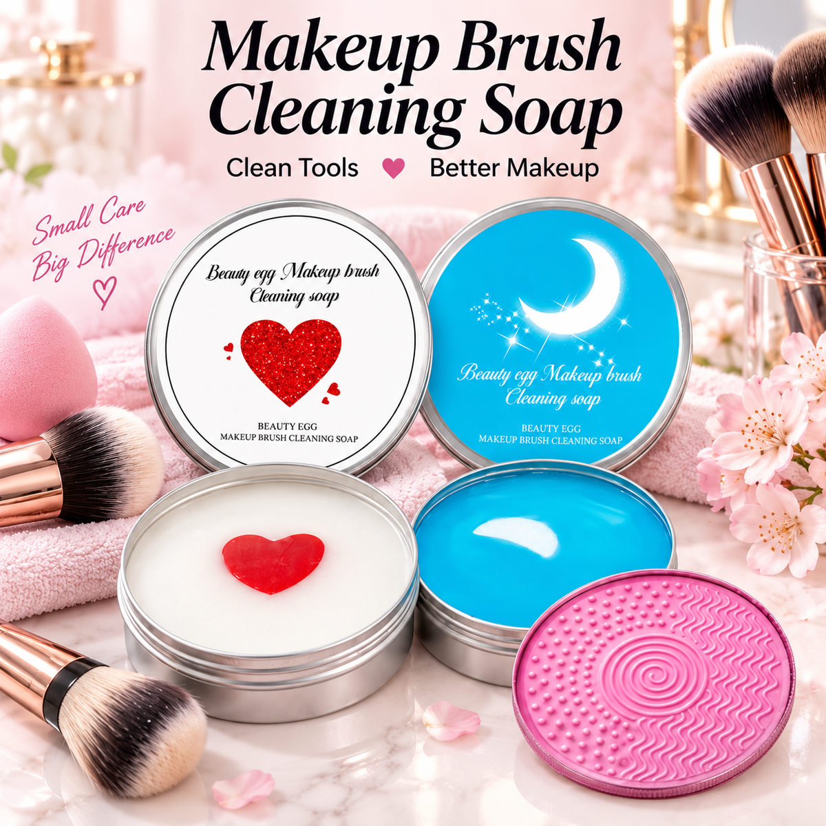 🫧 Makeup Brush Cleaning Soap with Silicone Scrub Pad | 100g ✨