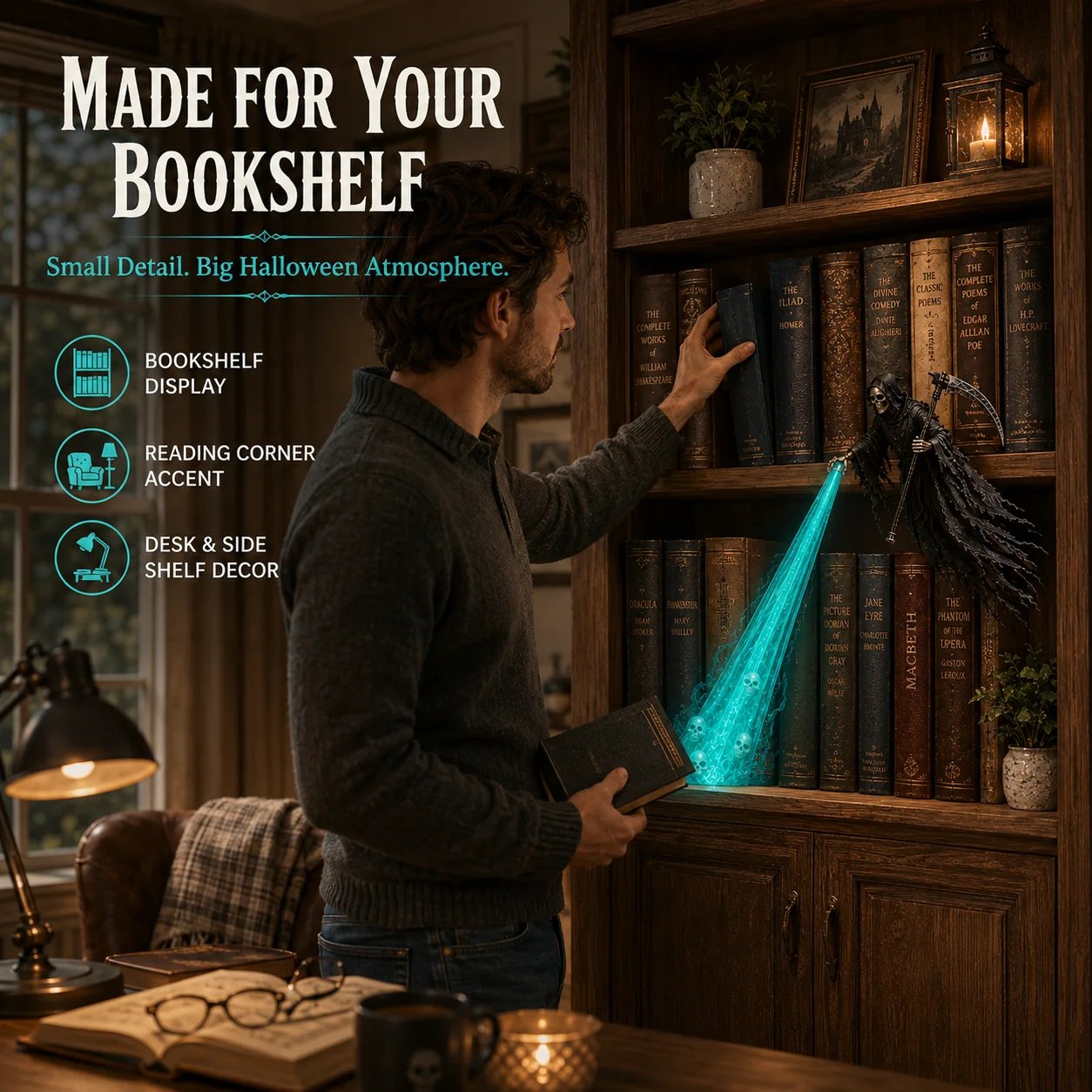 🔥Buy 2 Free Shipping🔥💀 The Soul Collector — Haunted Reaper Shelf Light