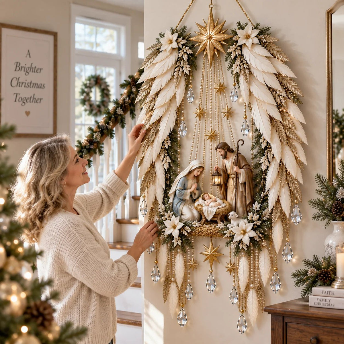 Angel Wings Nativity Light | Illuminated Christmas Wall Decor