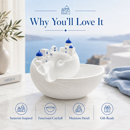 Santorini Seashell Catchall Bowl – Greek Island Miniature Jewelry & Key Dish
