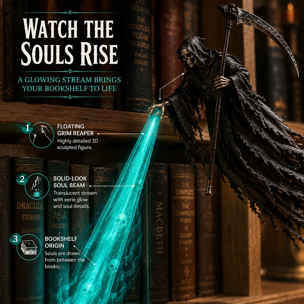 🔥Buy 2 Free Shipping🔥💀 The Soul Collector — Haunted Reaper Shelf Light