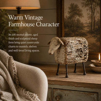Vintage Distressed Sheep  Sculpture