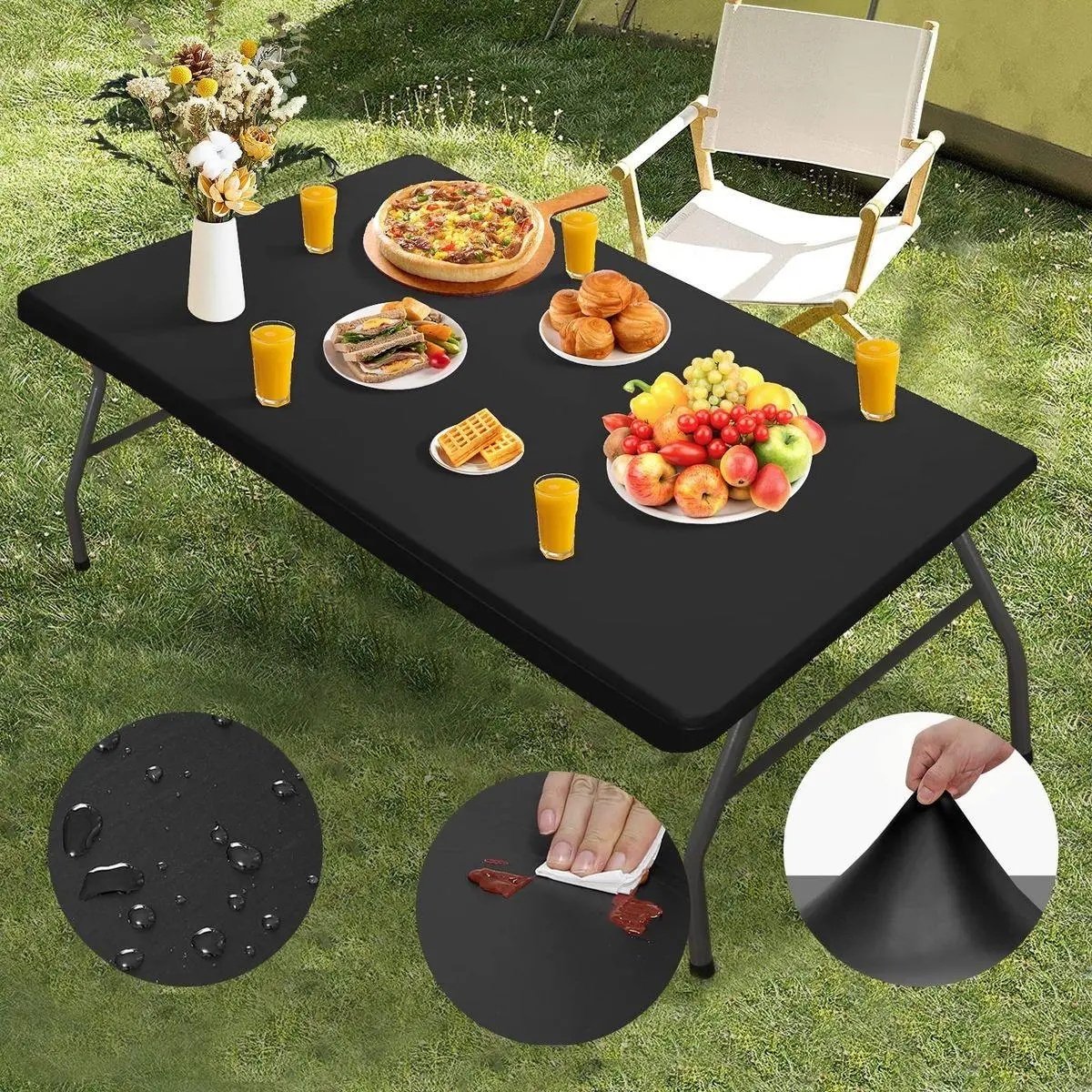 Pack Stretch Fabric Table Top Cap Cover, fits 4ft/6ft/8ft Tables