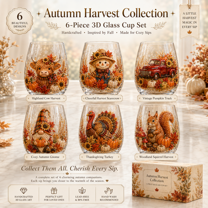 🍂Autumn Harvest 2D Glass Cup Gift Set – 6 Festive Designs