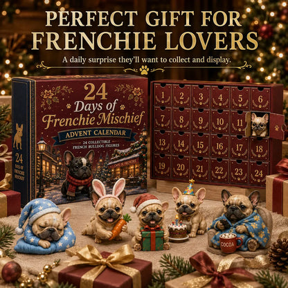 ⏳ Last Day 49% OFF – 🐶 24 Days of Frenchie Mischief Advent Calendar – Collectible French Bulldog Figurines 🎁