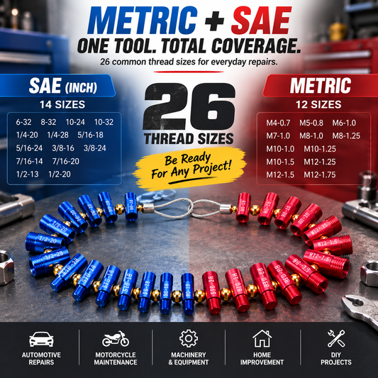 🔩 26-Piece Nut & Bolt Thread Gauge – Metric & SAE Size Checker