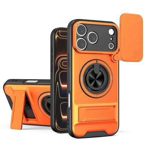 Sliding Window Lens Protector Magnetic Ring Holder Case for iPhone 17 ProMax