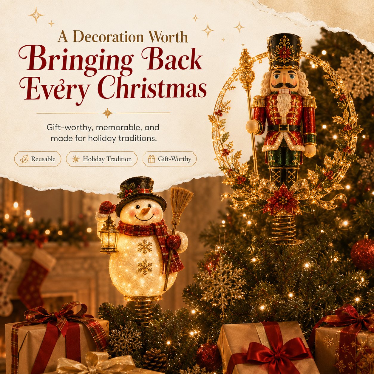 Lighted Christmas Tree Topper Collection – 7 Festive Character Designs