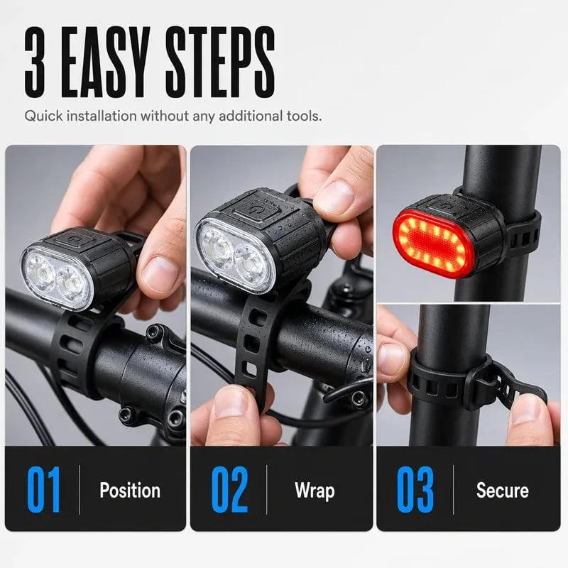 🚴‍♂️💡 Professionele Fietsverlichting Set – Voor- en Achterlicht!