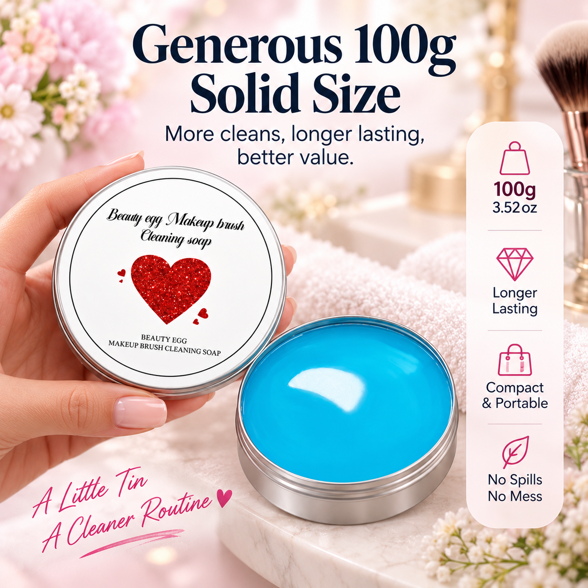🫧 Makeup Brush Cleaning Soap with Silicone Scrub Pad | 100g ✨