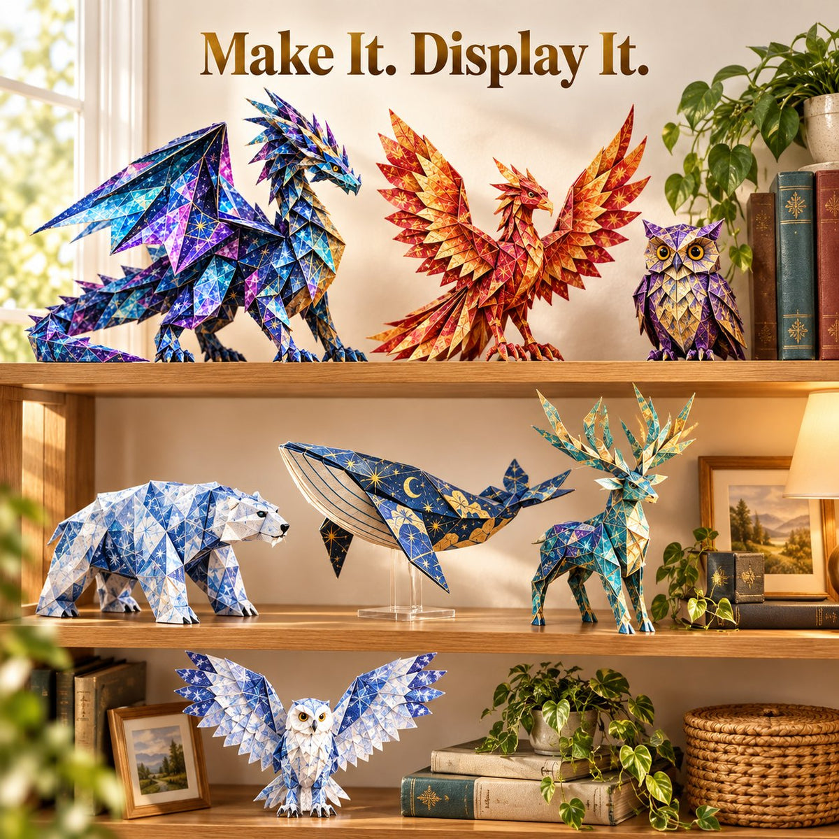 🐉 Fantasy Paper Folding Craft Kit | 4 Magical Worlds with 50 Patterned Papers & Step-by-Step Guide ✨