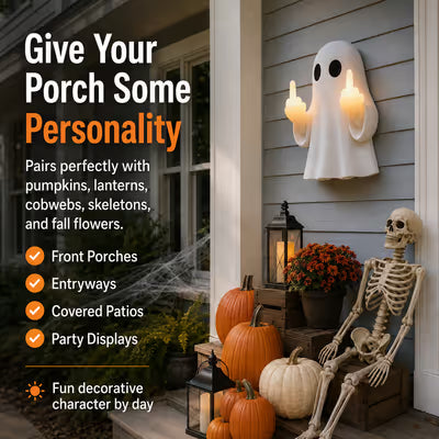 👻 Light-Up Rude Ghost Wall Decor – Funny Halloween Porch Decoration