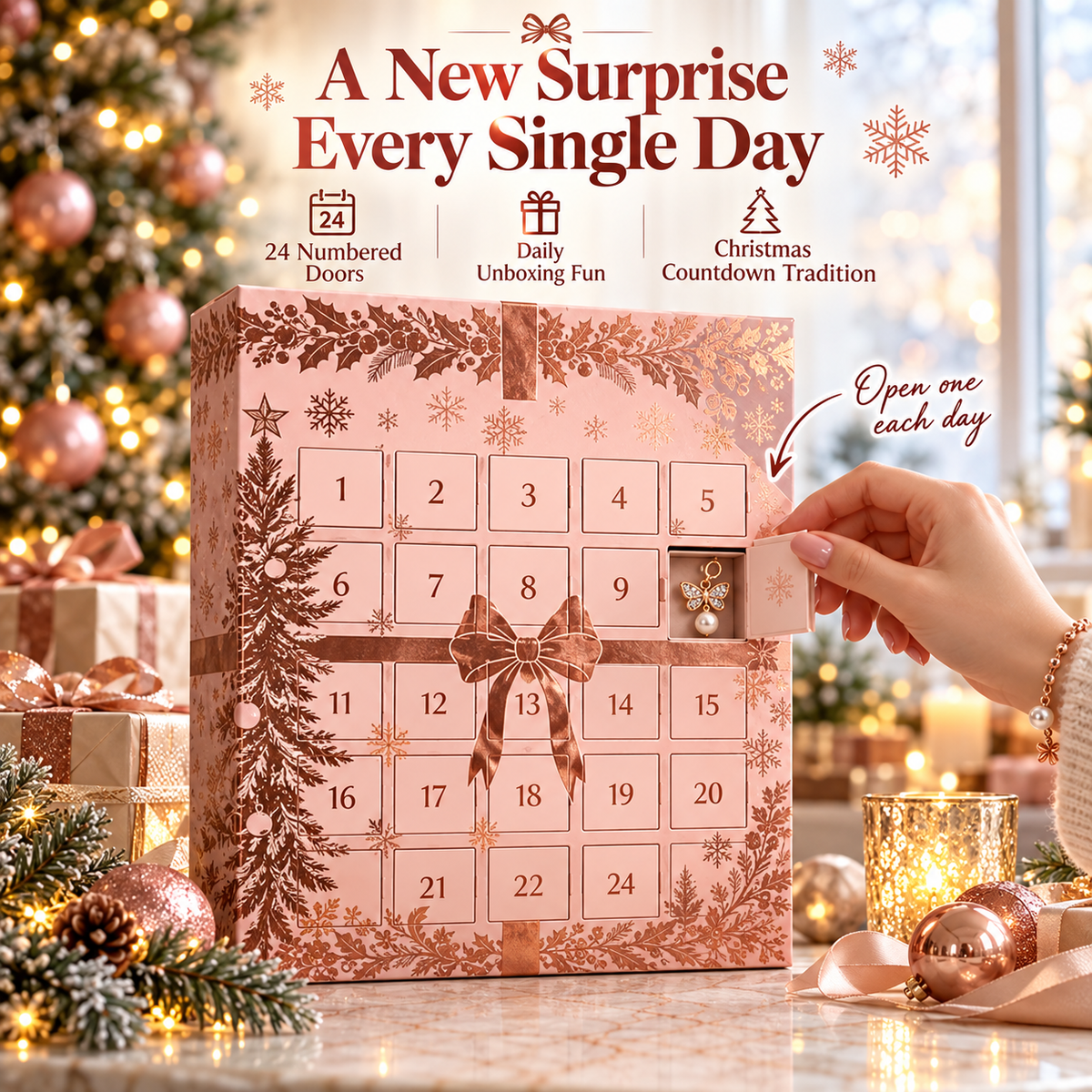 🎄 24-Day Jewelry Advent Calendar – Sparkling Christmas Surprises for Her