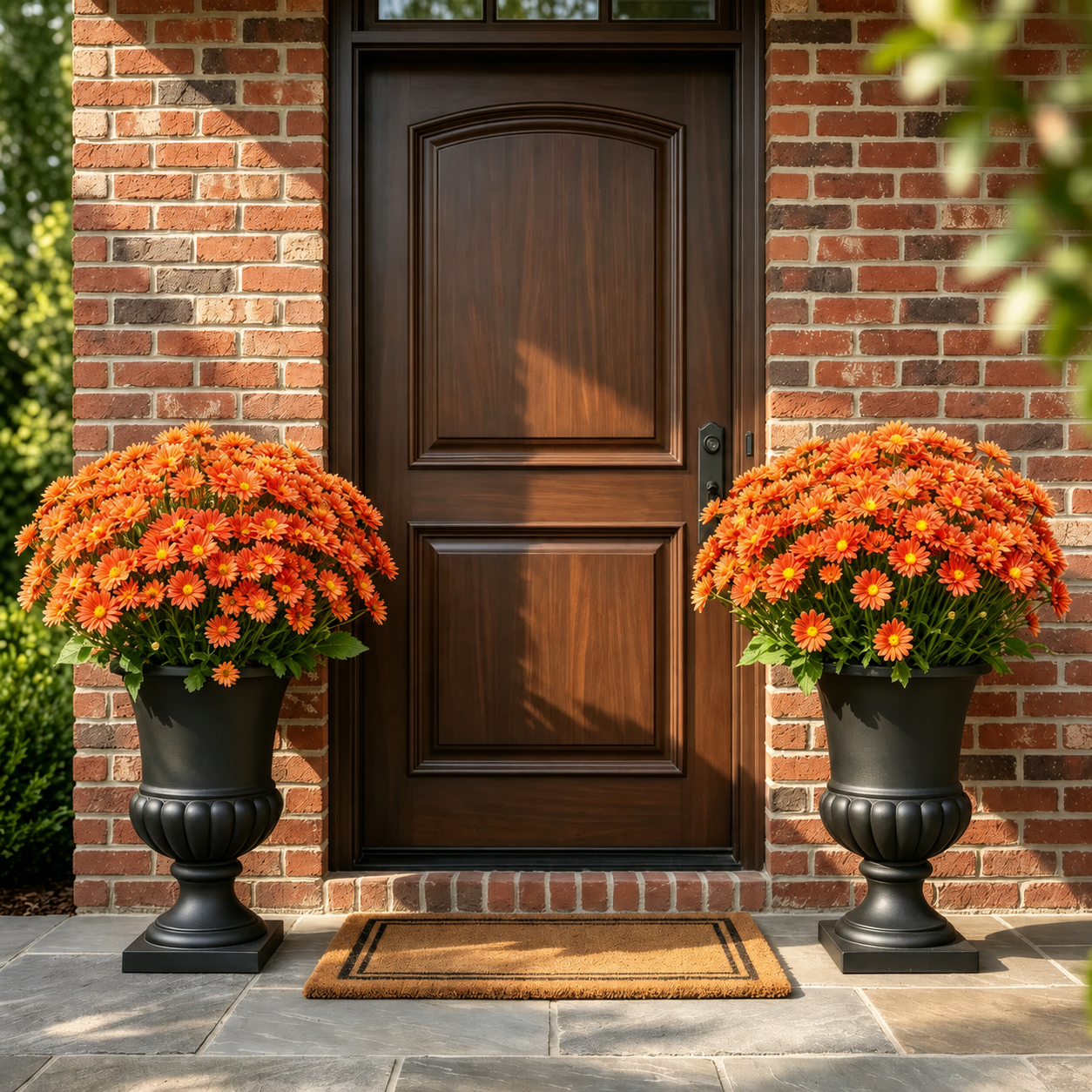 Artificial Outdoor Sunset Mums Flowers - UV resistant, Waterproof, Windproof