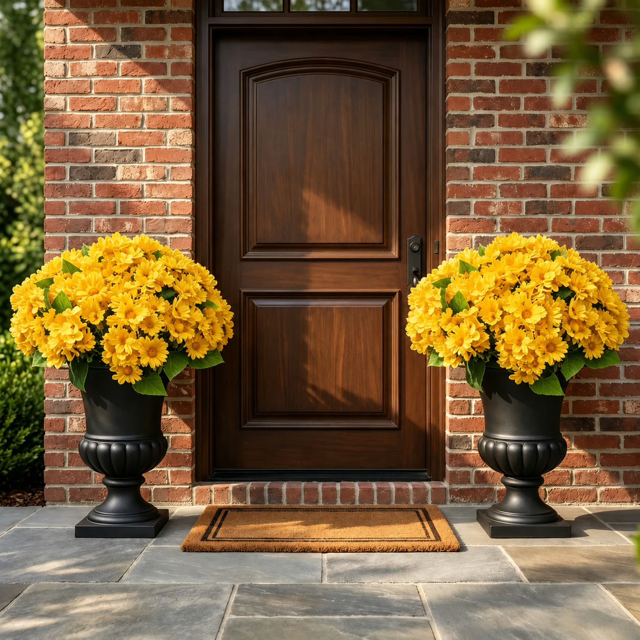 Artificial Outdoor Sunset Mums Flowers - UV resistant, Waterproof, Windproof