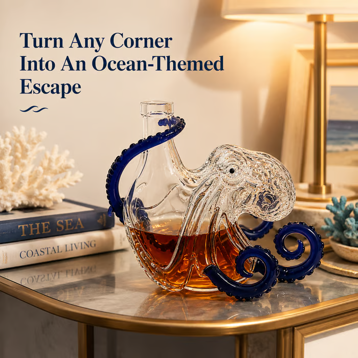 🐙✨ 3D Octopus Glass Wine Bottle — A Stunning Glass Bottle That Brings Nautical Charm To Any Space