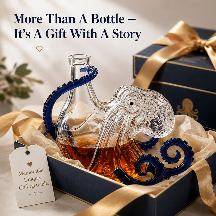 🐙✨ 3D Octopus Glass Wine Bottle — A Stunning Glass Bottle That Brings Nautical Charm To Any Space