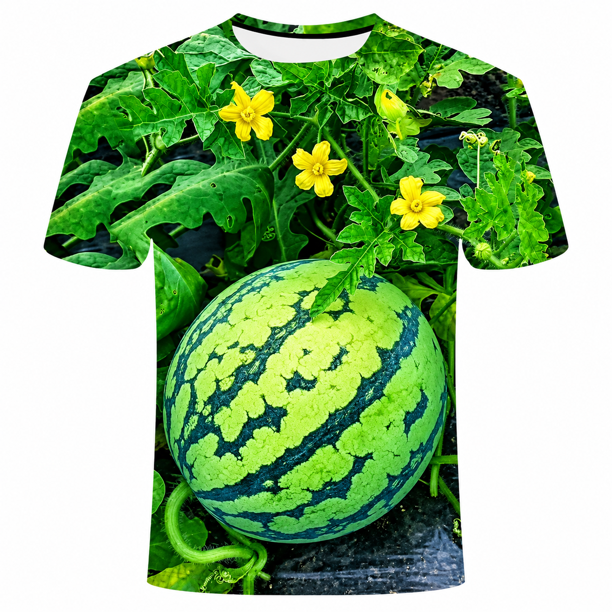 Funny Men's Watermelon Graphic T-Shirt, Fruit Print Summer Tee